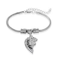 Stainless Steel Jewelry Bracelet 304 Stainless Steel with 1.96inch extender chain Heart silver color plated fashion jewelry 30mm Length 2.6 Inch Sold By PC