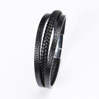 PU Leather Cord Bracelets, with 316 Stainless Steel, plated, fashion jewelry & multilayer & for man, more colors for choice, 10mm, Length:20 cm, Sold By PC