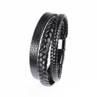 PU Leather Cord Bracelets, with 316 Stainless Steel, plated, fashion jewelry & multilayer & for man, more colors for choice, 12mm, Length:20 cm, Sold By PC