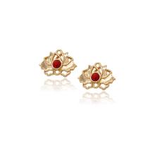 Brass Earring Drop Component, with Ruby & turquoise, gold color plated, for woman, more colors for choice, 15x10mm, Sold By PC