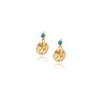 Brass Earring Drop Component with Ruby & turquoise gold color plated for woman Approx 2mm Sold By PC