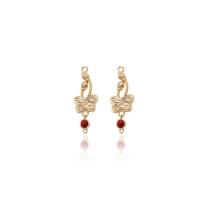 Brass Earring Drop Component with Ruby gold color plated for woman Approx 2mm Sold By PC