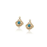 Brass Earring Drop Component with Ruby & turquoise gold color plated & for woman 15mm Approx 2mm Sold By PC