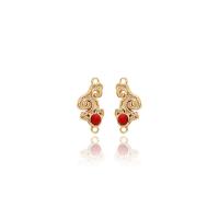 Brass Earring Drop Component with Ruby & turquoise gold color plated for woman Approx 2mm Sold By Pair