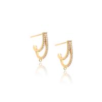Cubic Zirconia Micro Pave Brass Earring, gold color plated, micro pave cubic zirconia & for woman, 3x19mm, Hole:Approx 1mm, Sold By Pair