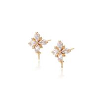 Brass Earring Stud Component, gold color plated, different styles for choice & micro pave cubic zirconia & for woman, Sold By Pair