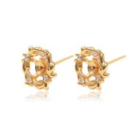 Brass Earring Stud Component, gold color plated, different styles for choice & micro pave cubic zirconia, Sold By PC