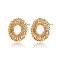 Brass Earring Stud Component, gold color plated, different styles for choice & micro pave cubic zirconia, Sold By PC