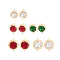 Brass Earring Stud Component, gold color plated, different size for choice & micro pave cubic zirconia, more colors for choice, Sold By Pair