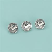 Серебро 925 пробы Овальные кнопки Застежка, Плоская круглая форма, Винтаж & DIY, 9.50mm, отверстие:Приблизительно 2.5mm, 5ПК/Лот, продается Лот