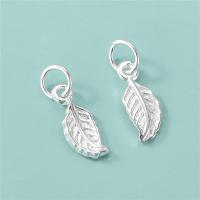 925 Sterling Silver Pendant, Leaf, DIY, silver color, 6x14mm, Hole:Approx 4mm, 5PCs/Lot, Sold By Lot