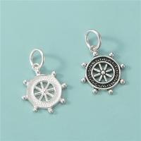 925 Sterling Silver Pendant Ship Wheel DIY & hollow Approx 4mm Sold By Lot
