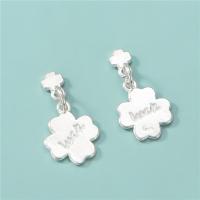 925 Sterling Silver Pendant Four Leaf Clover DIY silver color Approx 4mm Sold By Lot