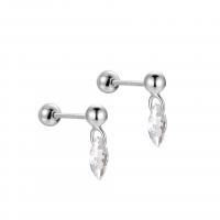 925 Sterling Silver Stud Earrings plated & micro pave cubic zirconia & for woman Sold By Pair