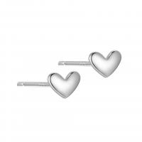 925 Sterling Silver Stud Earrings, Heart, plated, for woman, more colors for choice, 3.80x5mm, Sold By Pair