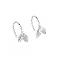 925 Sterling Silver Stud Earrings, Leaf, plated, for woman, more colors for choice, 6x12mm, Sold By Pair