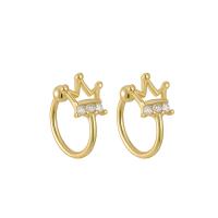 925 Sterling Silver Earring Clip, Crown, plated, for woman & with rhinestone, more colors for choice, 7.30x10mm, Sold By Pair