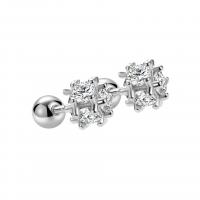 925 Sterling Silver Stud Earrings, plated, for woman & with rhinestone, more colors for choice, 4x6mm, Sold By Pair