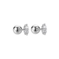925 Sterling Silver Stud Earrings, plated, for woman & with rhinestone, more colors for choice, 1.80x5mm, Sold By Pair