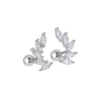 Sterling Silver Jewelry orecchino, 925 argento sterlina, placcato, per la donna & con strass, nessuno, 7x13.50mm, Venduto da coppia