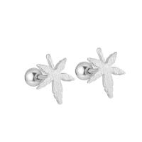 925 Sterling Silver Stud Earrings, Maple Leaf, plated, for woman, more colors for choice, 9.70x11.30mm, Sold By Pair
