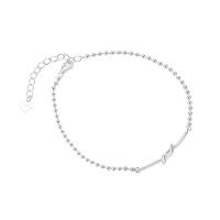 925 Sterling Silver Bracelet, with 1.57 inch extender chain, for woman, silver color, Length:Approx 6.69 Inch, Sold By PC