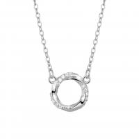 925 Sterling Silver Necklaces with 1.96 inch extender chain plated for woman & with rhinestone & hollow 10.40mm Length Approx 15.74 Inch Sold By PC