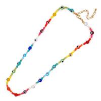 Lampwork Necklace with Seedbead & Zinc Alloy with 1.96 inch extender chain for woman multi-colored Length Approx 16.53 Inch Sold By PC