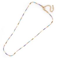 Glass Seed Beads Necklace Seedbead with Zinc Alloy with 1.96 inch extender chain for woman Length Approx 16.53 Inch Sold By PC