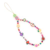 Mobile Phone Lanyard Polymer Clay mixed pattern & for woman multi-colored Length Approx 9.84 Inch Sold By PC