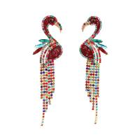 Tibetan Style Drop Earring, fashion jewelry & for woman & with rhinestone, multi-colored, nickel, lead & cadmium free, 100x27mm, Sold By Pair