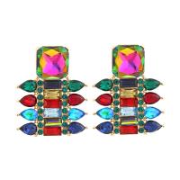 Zinc Alloy Drop Earring with Glass Rhinestone fashion jewelry & for woman & with rhinestone multi-colored nickel lead & cadmium free Sold By Pair