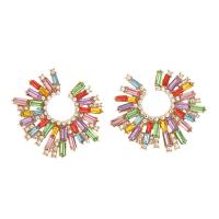 Tibetan Style Stud Earring, fashion jewelry & for woman & with rhinestone, multi-colored, nickel, lead & cadmium free, 40x41mm, Sold By Pair