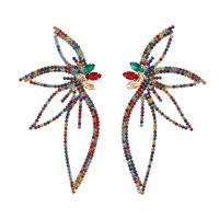 Zinc Alloy Drop Earrings fashion jewelry & for woman & with rhinestone nickel lead & cadmium free Sold By Pair