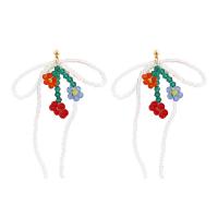 Tibetan Style Drop Earring, with Glass Beads & Seedbead, fashion jewelry & for woman, more colors for choice, nickel, lead & cadmium free, 78x45mm, Sold By Pair