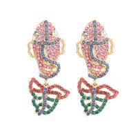 Tibetan Style Drop Earrings, fashion jewelry & for woman & with rhinestone, more colors for choice, nickel, lead & cadmium free, 55x42mm, Sold By Pair