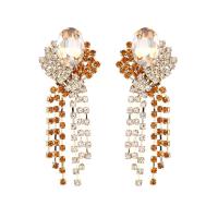 Zinc Alloy Drop Earrings with Glass Rhinestone fashion jewelry & for woman & with rhinestone nickel lead & cadmium free Sold By Pair