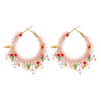 Tibetan Style Drop Earrings, with Seedbead & Plastic Pearl, fashion jewelry & for woman, more colors for choice, nickel, lead & cadmium free, 45x45mm, Sold By Pair