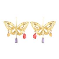 Resin Øreringe, Zinc Alloy, med Resin, Butterfly, guldfarve belagt, mode smykker & for kvinde, nikkel, bly & cadmium fri, 62x60mm, Solgt af par