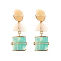 Resin Earring, Tibetan Style, with Resin, gold color plated, fashion jewelry & for woman, nickel, lead & cadmium free, 58x22mm, Sold By Pair