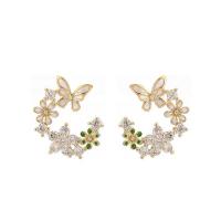 Brass Stud Earring fashion jewelry & for woman & with rhinestone nickel lead & cadmium free Sold By Pair