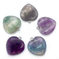 Gemstone Pendants Jewelry, Brass, with Gemstone, Heart, Natural & random style & DIY, mixed colors, 25x28mm, Sold By PC