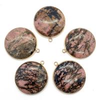 Pingentes em  jóias, cobre, with rodonita, Roda, Natural & DIY, 36x40mm, vendido por PC