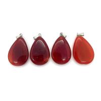 Red Agate Pendants with Brass Teardrop Natural & DIY red Sold By PC