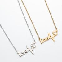 Stainless Steel Jewelry Necklace 304 Stainless Steel Alphabet Letter Vacuum Plating fashion jewelry & Unisex Length 18 Inch Sold By PC