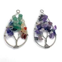 Gemstone Chips Pendant with Iron Teardrop platinum color plated & Unisex & hollow Sold By PC