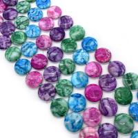 Perles agates, Agate, Plat rond, DIY, plus de couleurs à choisir, 25mm, Environ 15PC/brin, Vendu par brin