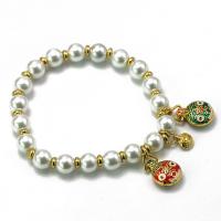Plastic Bracelet, pearl, with Tibetan Style, gold color plated, Unisex & enamel, more colors for choice, Length:Approx 7.5 Inch, Sold By PC