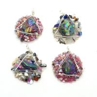 Rainbow Quartz Pendant with Shell & Resin & Brass irregular silver color plated Unisex Sold By PC