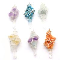 Quartz Pendant, with Resin & Brass, irregular, silver color plated, Unisex, more colors for choice, 25x70-30x80mm, Sold By PC